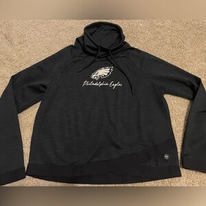 47 Philadelphia Eagles Black Sweatshirt Cowl Neck Drawstring Women's Large NWOT